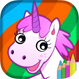 Unicorn & Fantastic Animals Pegasus coloring pages app icon