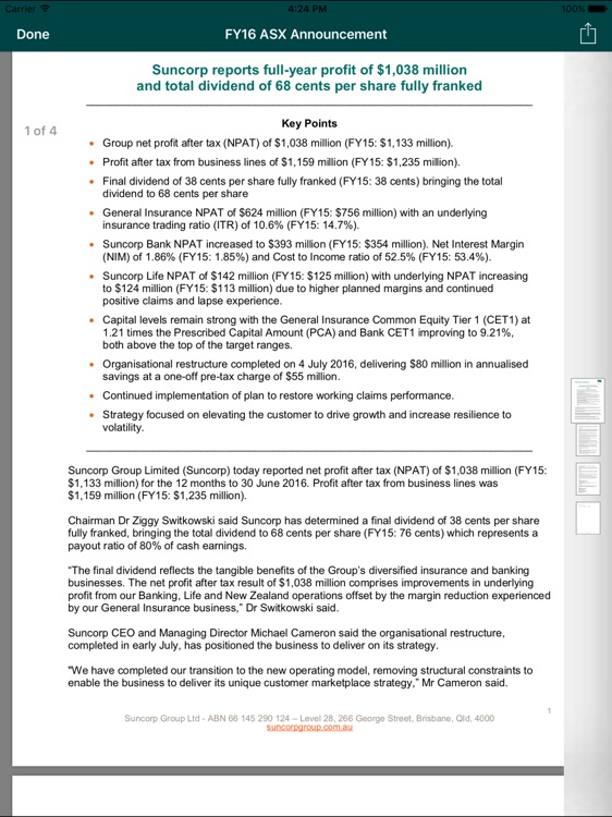 Suncorp Investor Relations