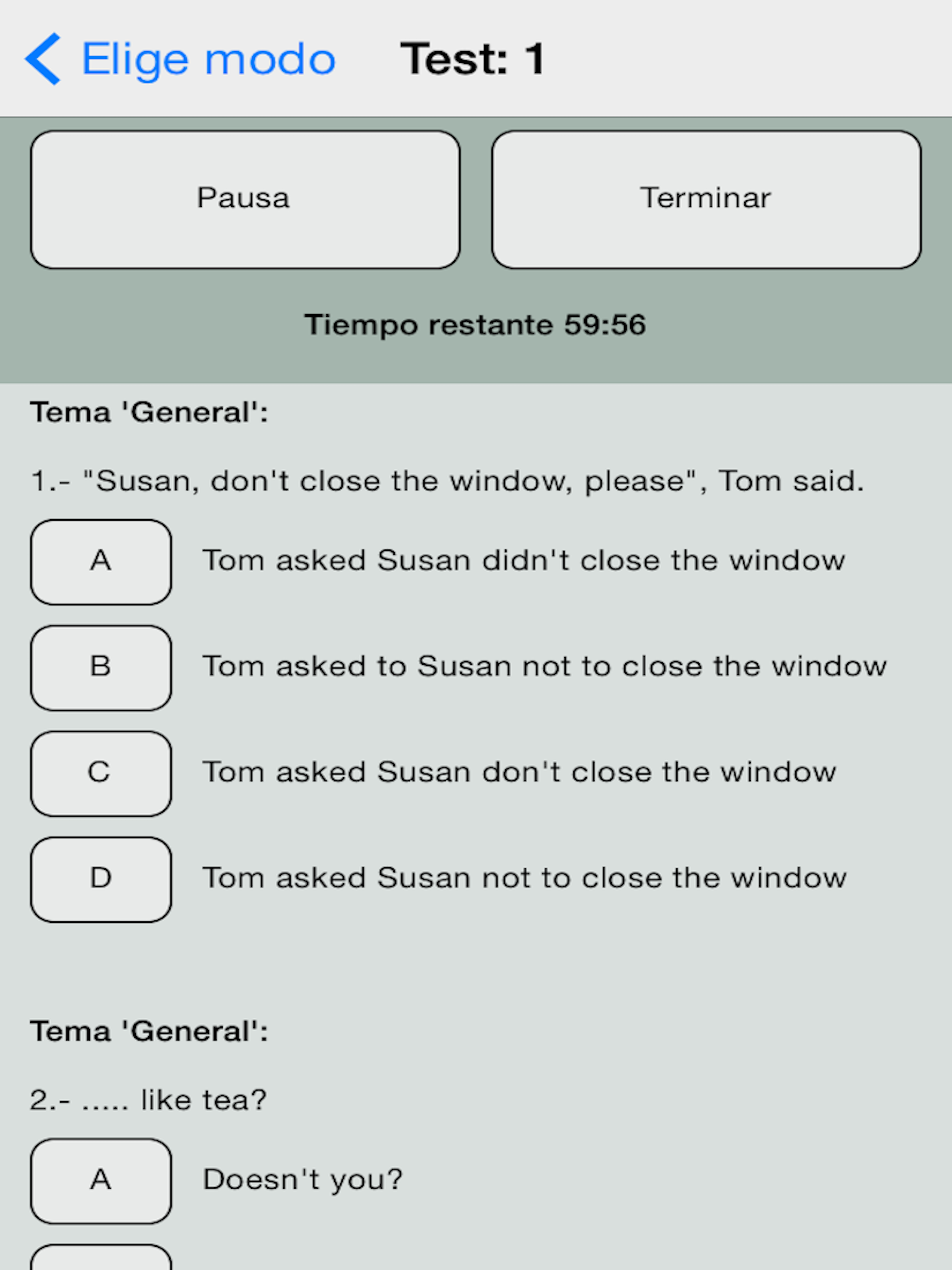 Ingles Test y Ejercicios