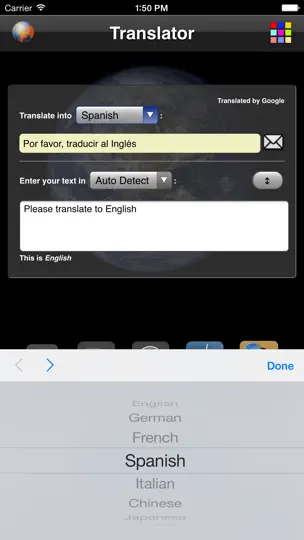Captura de pantalla de Language Translator en iPhone 4
