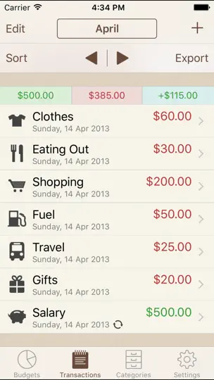 Captura de pantalla de My Budgets en iPhone 1