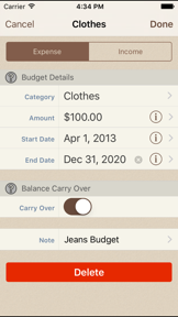 My Budgets screenshot