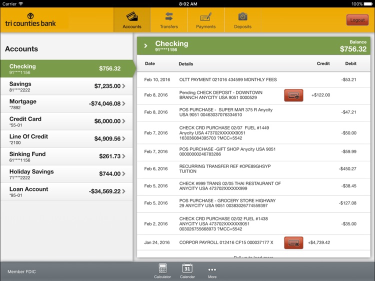 Tri Counties Mobile Banking for iPad
