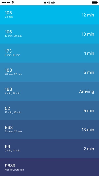 arriving - yet another next bus arrival time app