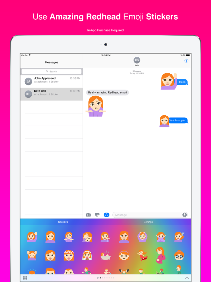 Redhead Emoji Stickers for iMessage