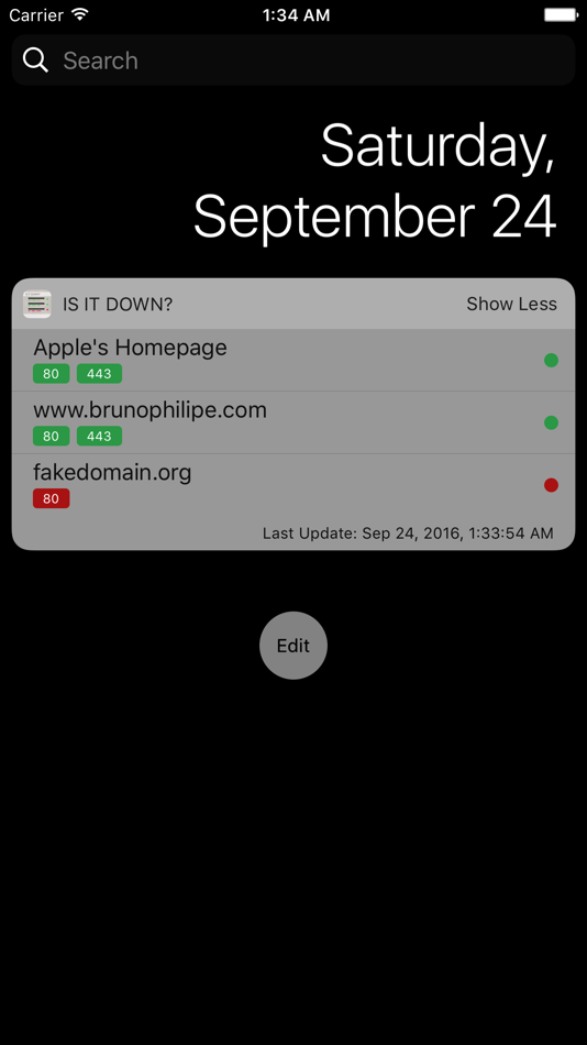 #1. Is It Down? – Uptime Checker Widget (iOS) 由: Bruno Philipe Resende Silva