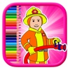 Super Kids Hero Fireman Coloring Book Game Free