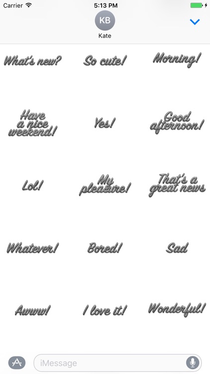 Expressions Grey Stripes Stickers for iMessage screenshot-4