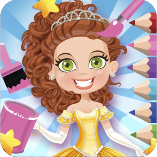 Princess Book Drawing And Coloring Game For kids Icon