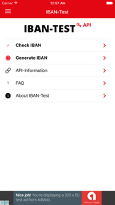 IBAN-Test screenshot
