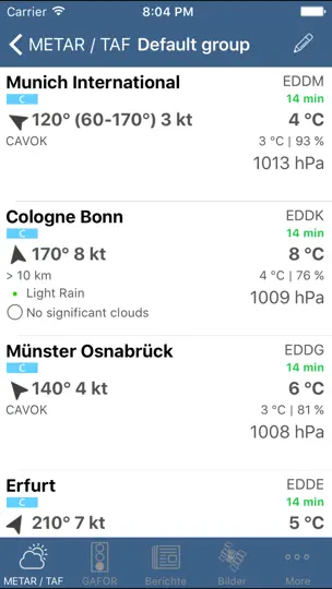 Screenshot von Flugwetter auf dem iPhone 1