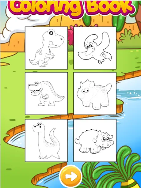 Dinosaur Coloring sidor för barn Rita Paint Spel