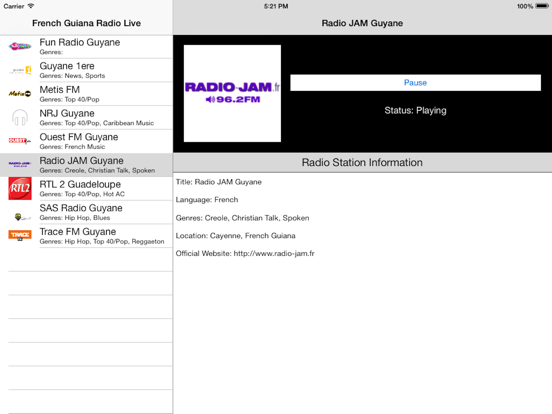 French Guiana Radio Live Player (Cayenne/français) iPad screenshot