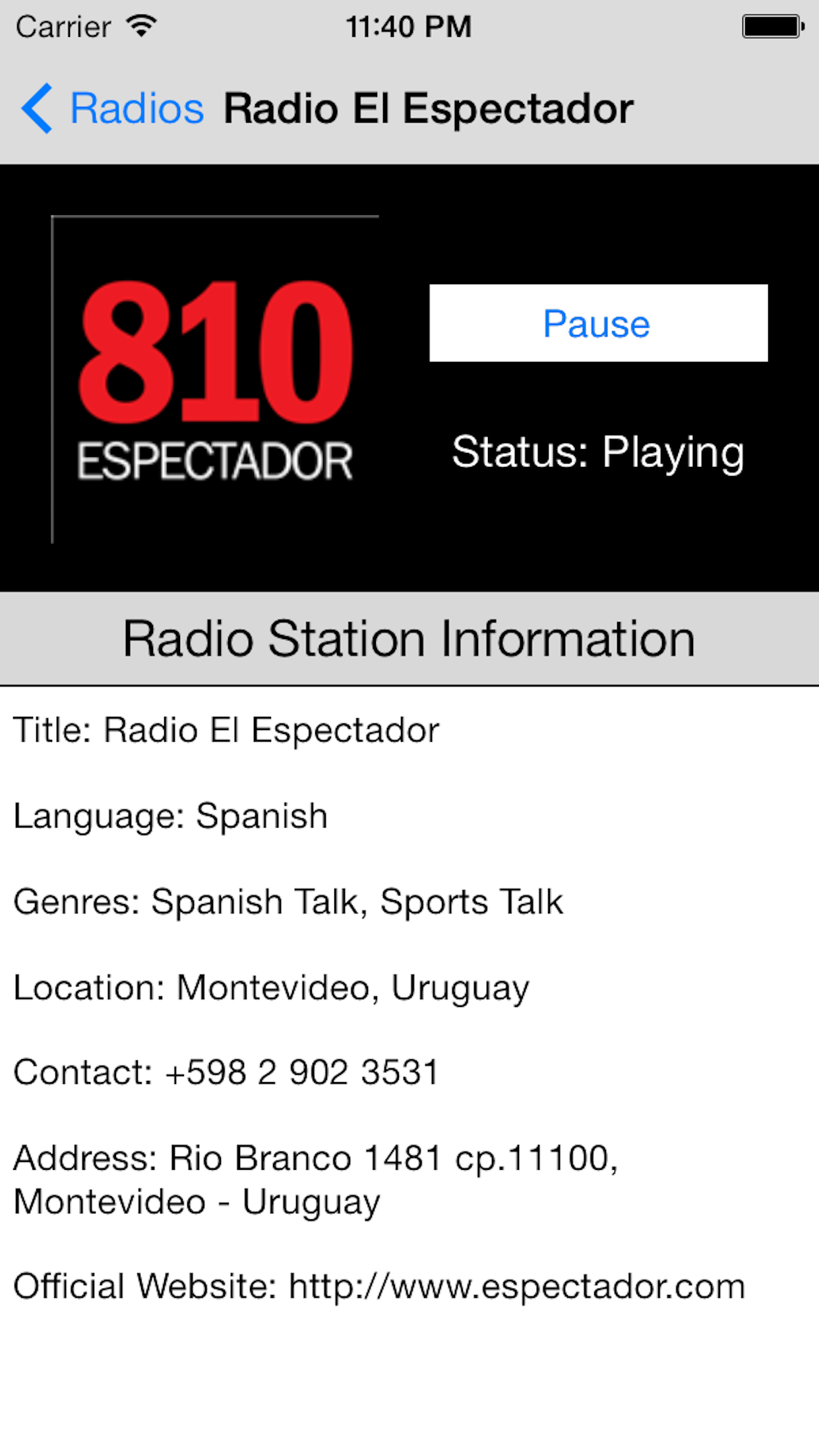 Uruguay Radio Live Player (Montevideo / Spanish / español) screenshot 4