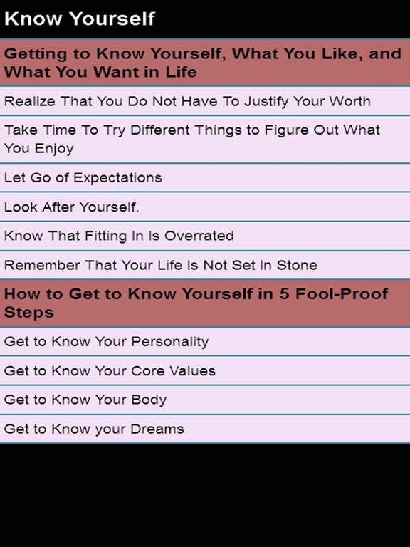 know about yourself iPad screenshot 1 - Lifestyle app