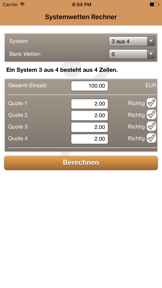 Systemwetten Rechner der Wettbasis screenshot