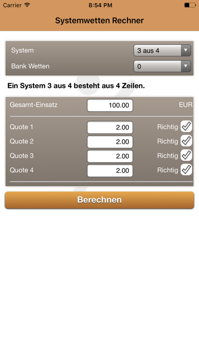 Screenshot #1 pour Systemwetten Rechner der Wettbasis