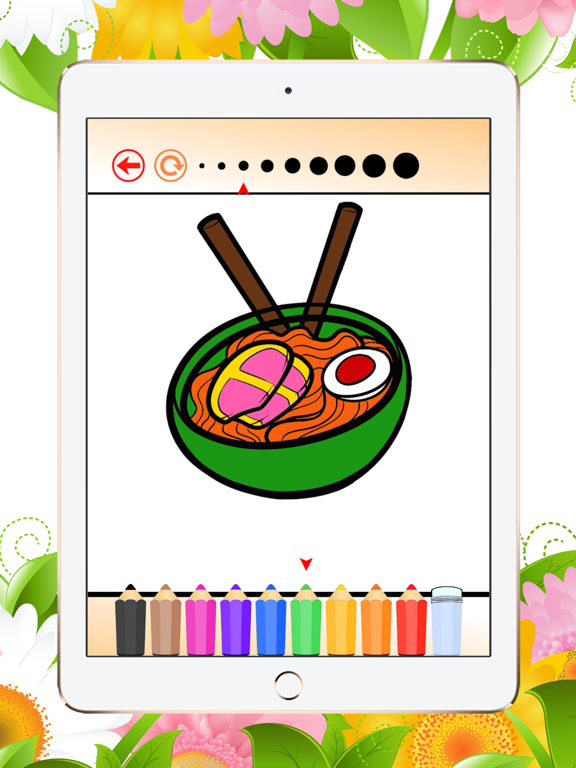 Food Coloring Book for Adults and Kids: Learn to color and draw a fast food, rice and more iPad screenshot