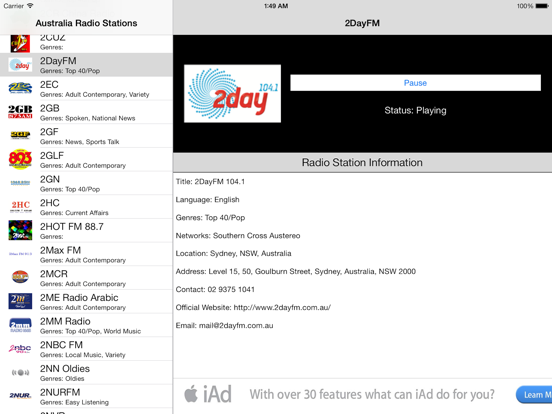 Australia Radio Live iPad screenshot