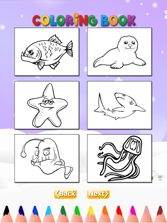Coloring Book Sea Animal HD: Learn to paint and color a shark, jellyfish, crab and more iPad screenshot