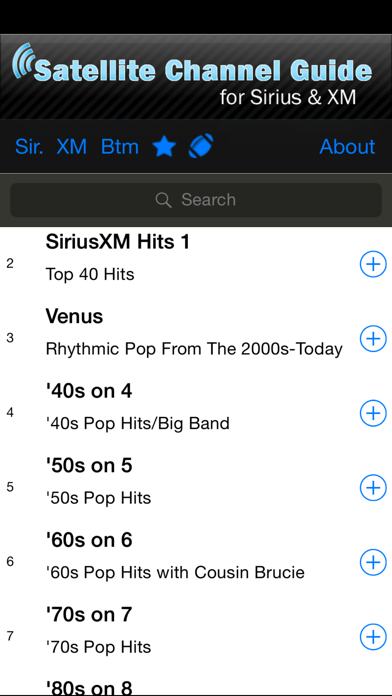 Screenshot #1 pour Satellite Radio Channel Guide for Sirius XM