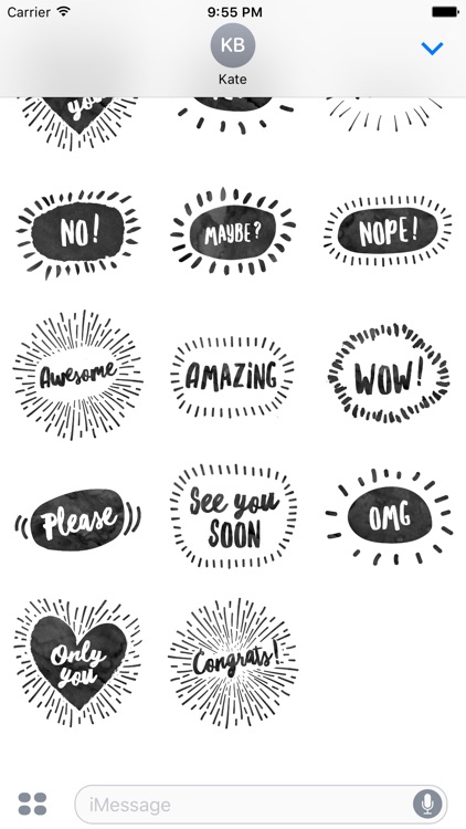 Hello Stickers for iMessage - Black & White ed. screenshot-3