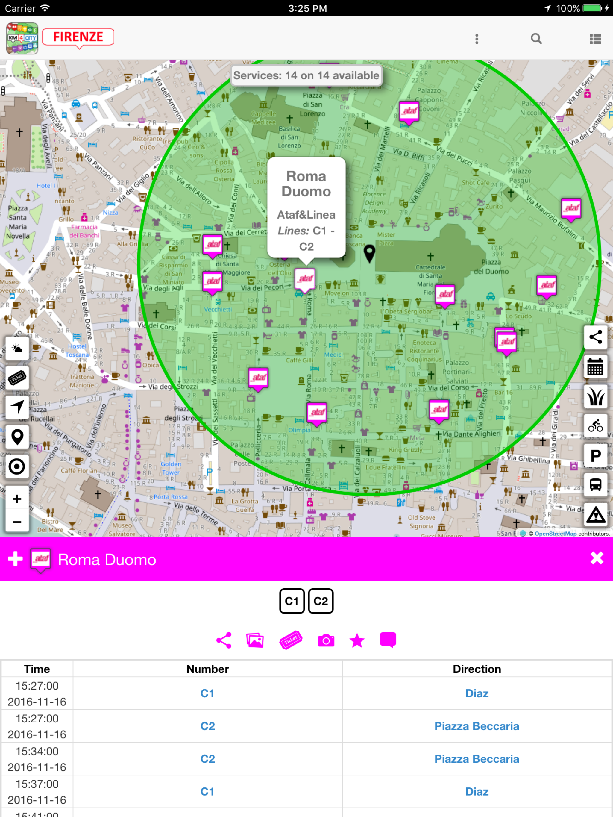 Florence where,what. Km4City screenshot 8