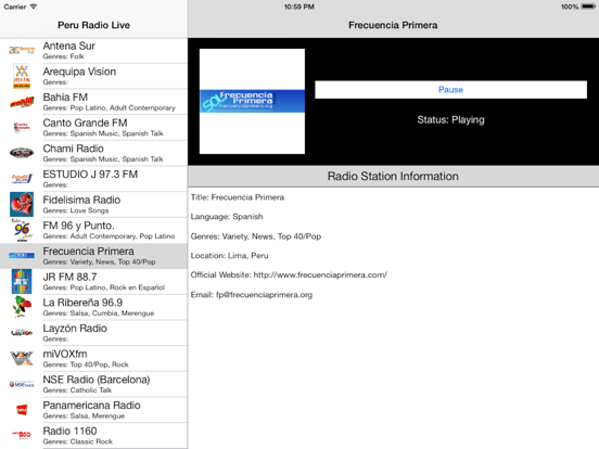 Peru Radio Live Player (Lima / Spanish / Perú) iPad screenshot