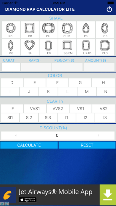 Diamond Rap Calculator Lite iPhone screenshot 3 - Business app
