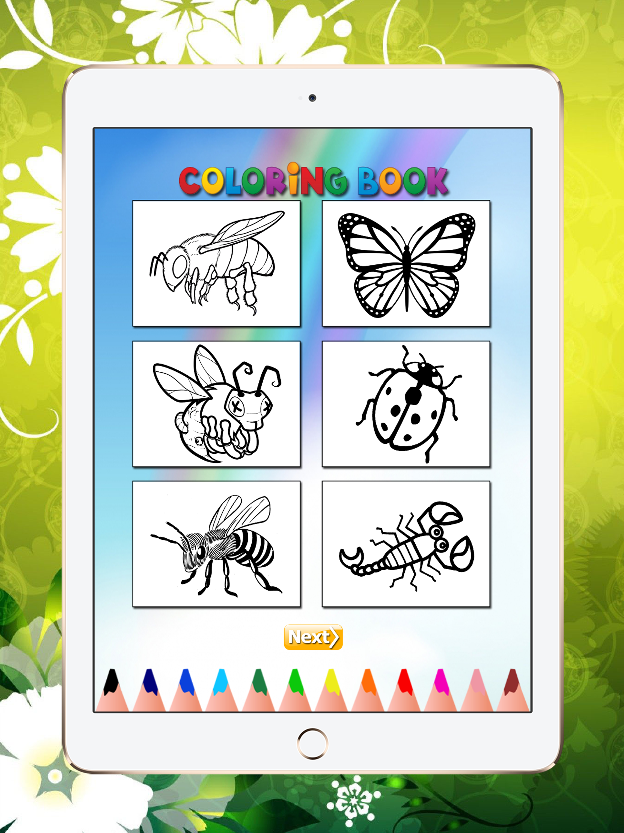 Coloring Book Insect and Arachnid: Learn to paint and color a bee, spider and more