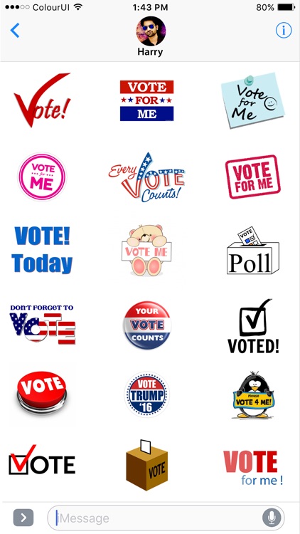 VoteMoji: USA Election 2016 Vote Me Sticker Pack
