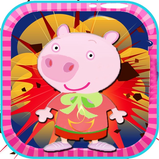 Pink Papa Pig FireFighter Icon