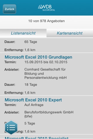 WDB Suchportal screenshot 2