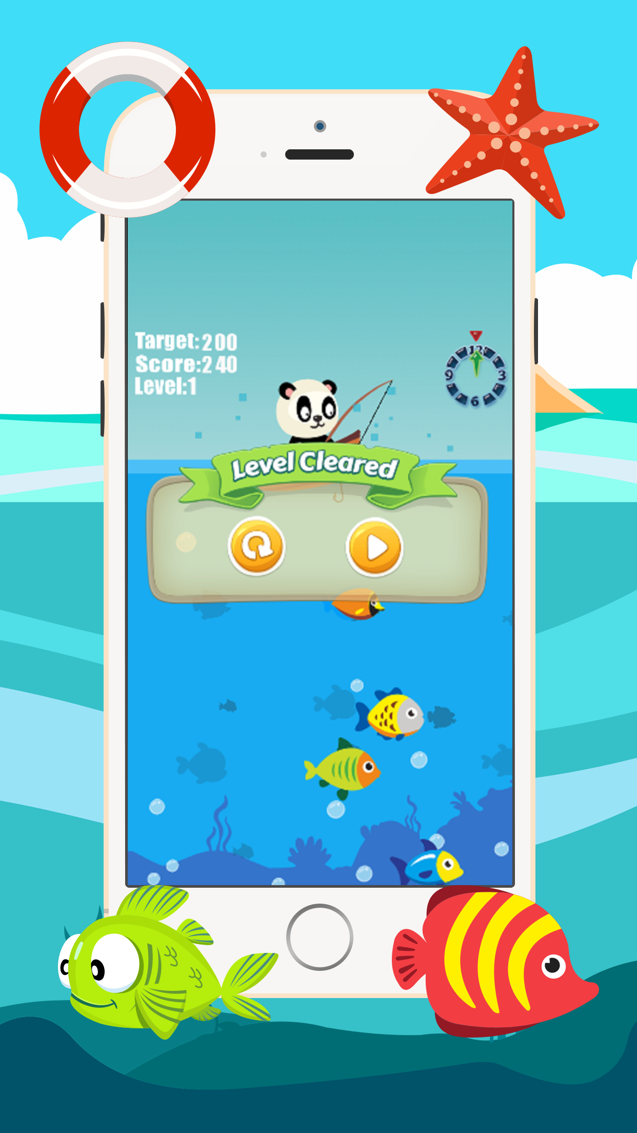 Panda fishing game for children age 2-5
