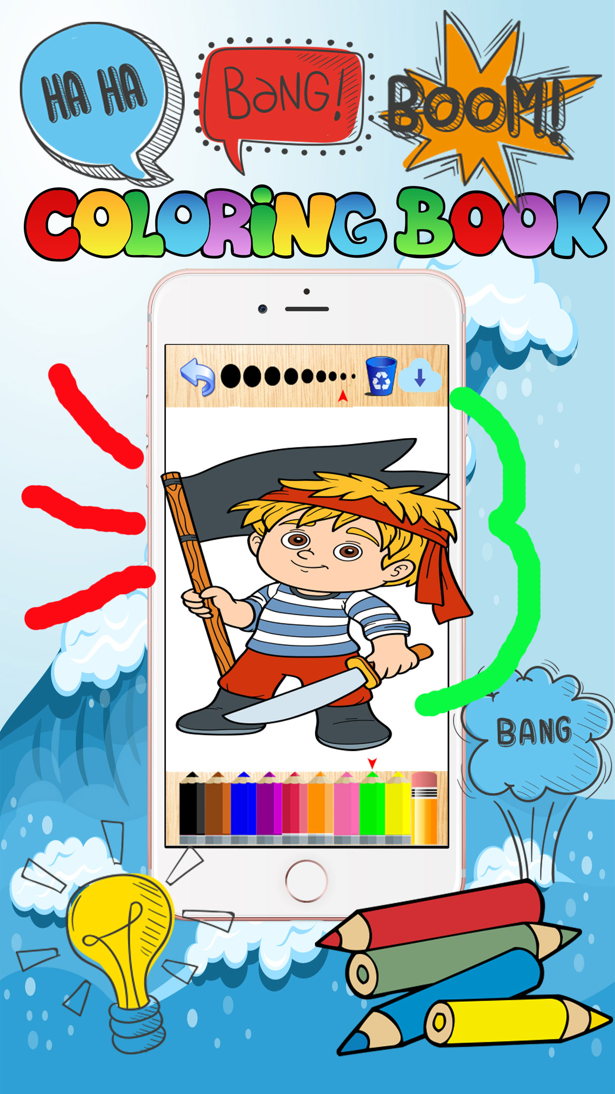 Free pirate games finger painting kid-coloringbook screenshot 4