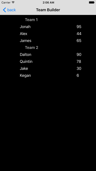 Team Builder iPhone screenshot 3 - Sports app