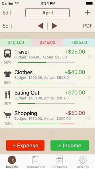 Captura de pantalla de My Budgets en iPhone 3