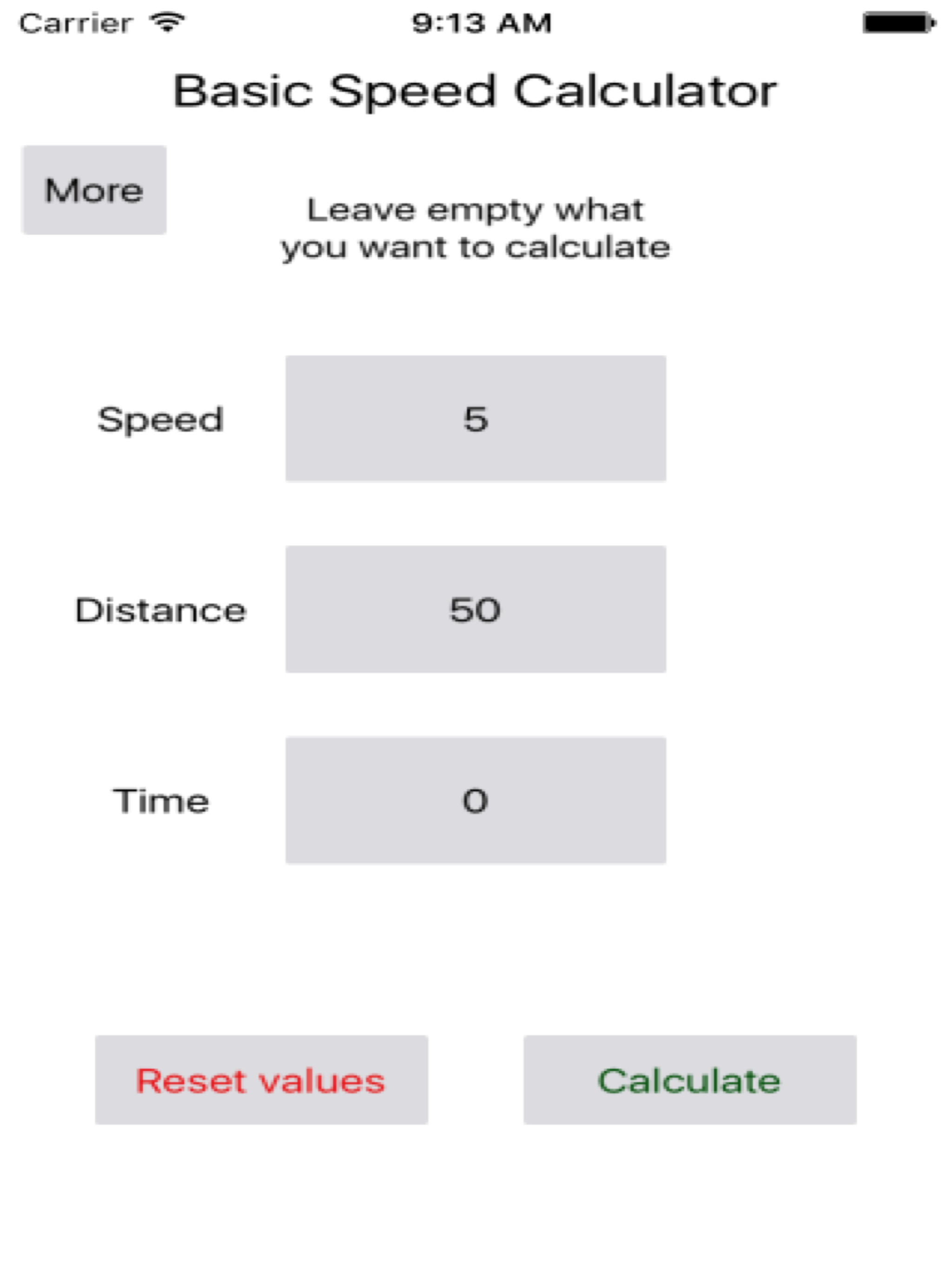 Basic Speed Calculator