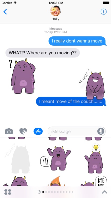 Purple Derp – Monster Stickers for iMessage