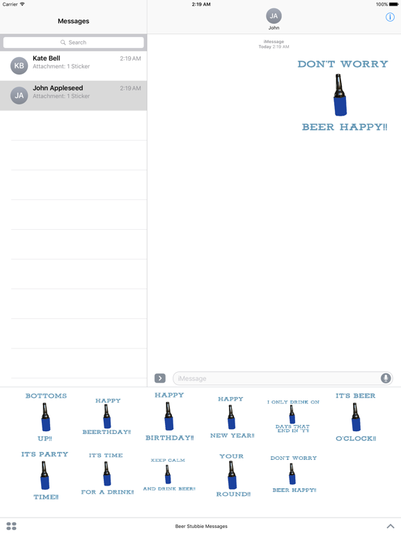 Beer Stubbie Messages app screenshot 2
