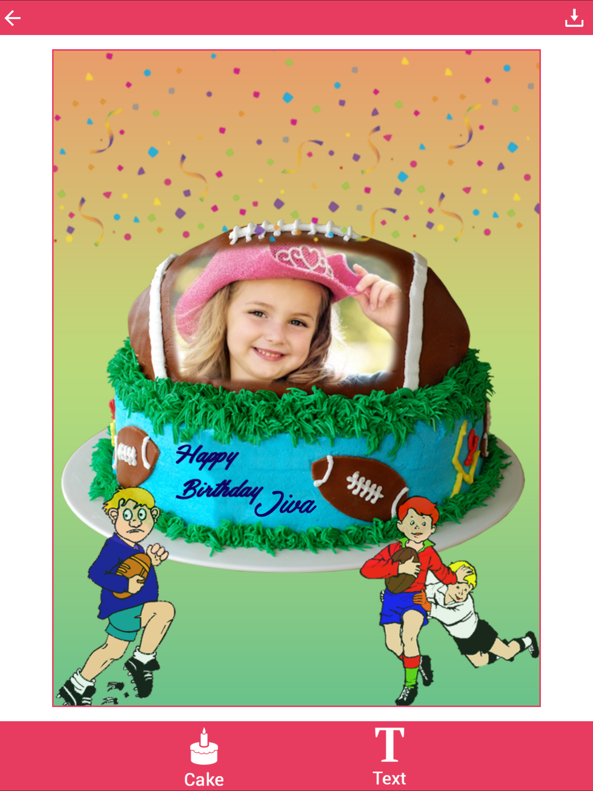 Photo Name on Kids Birthday Cake