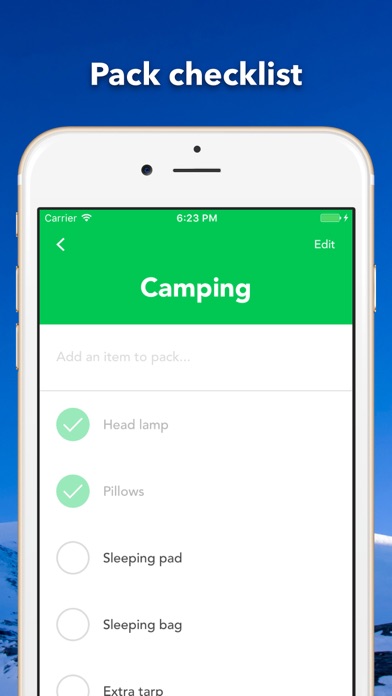 Pack - Your trip pack items checklist screenshot