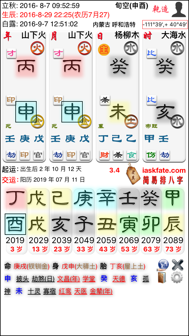 简易排八字
