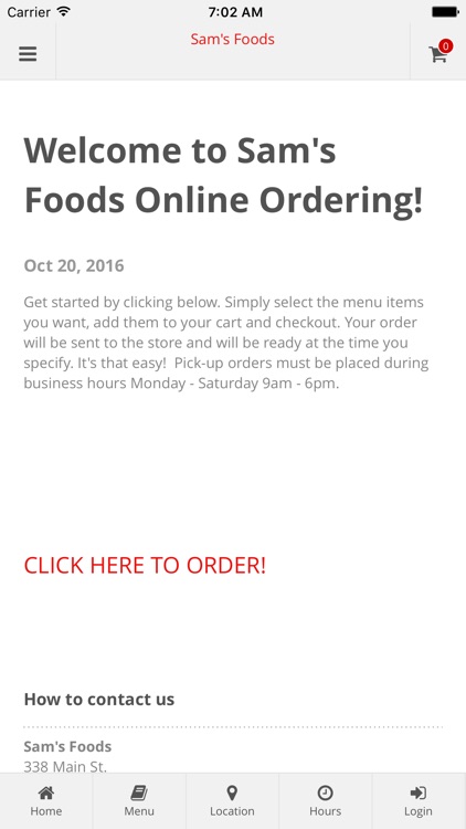 Sam's Foods Online Ordering