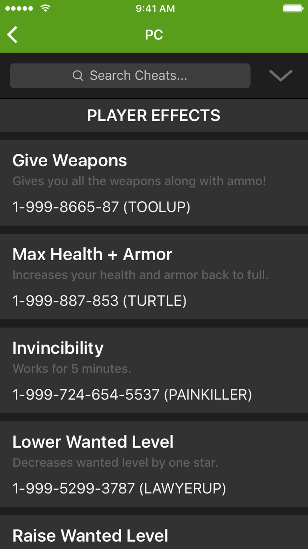 Cheats for GTA 5 (V). screenshot 3