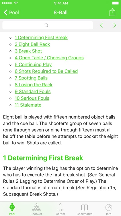 Billiard Rules