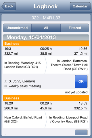 TomTom WEBFLEET Logbook screenshot 2