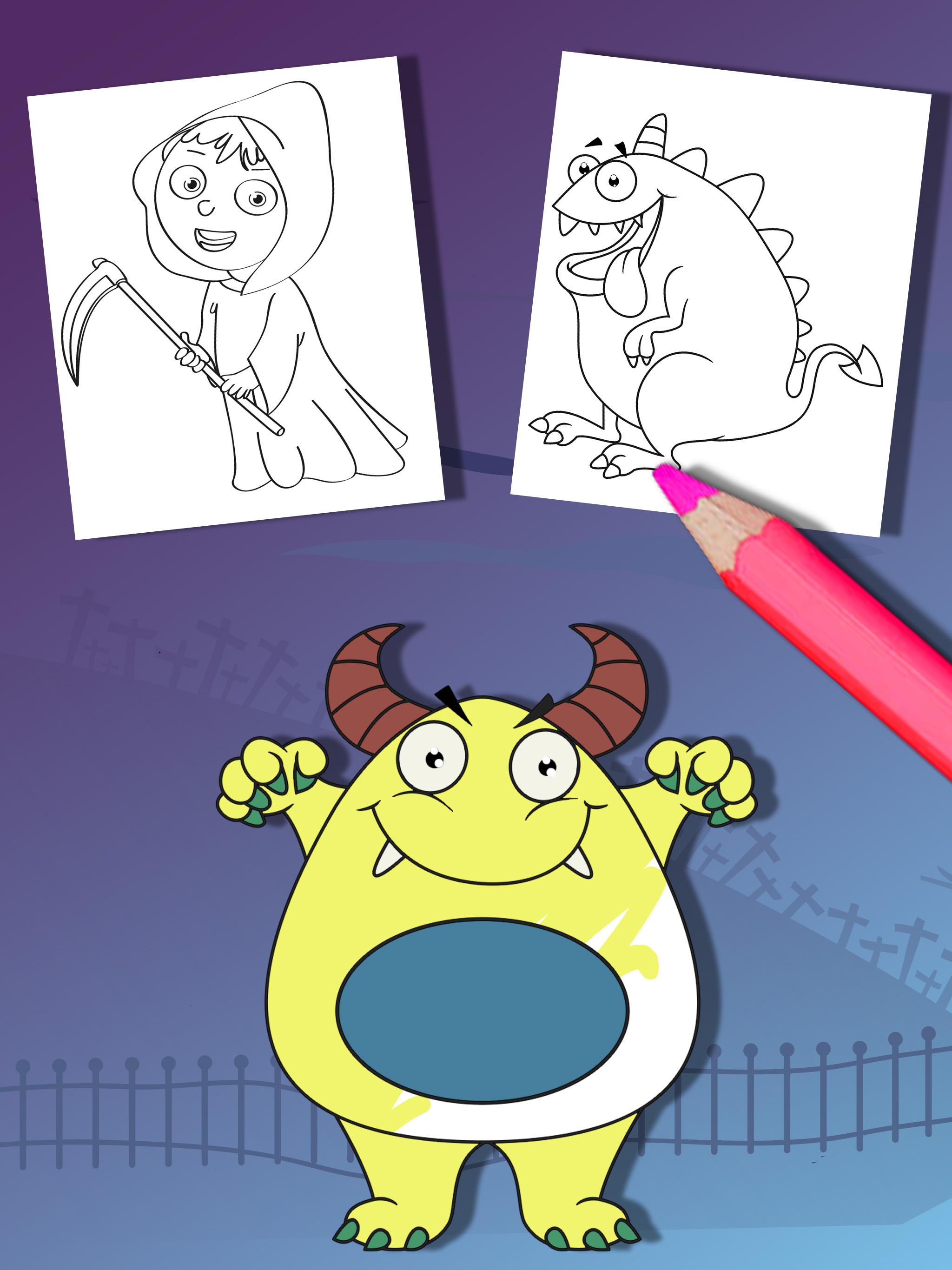 Halloween coloring pages – Paint monsters & zombie