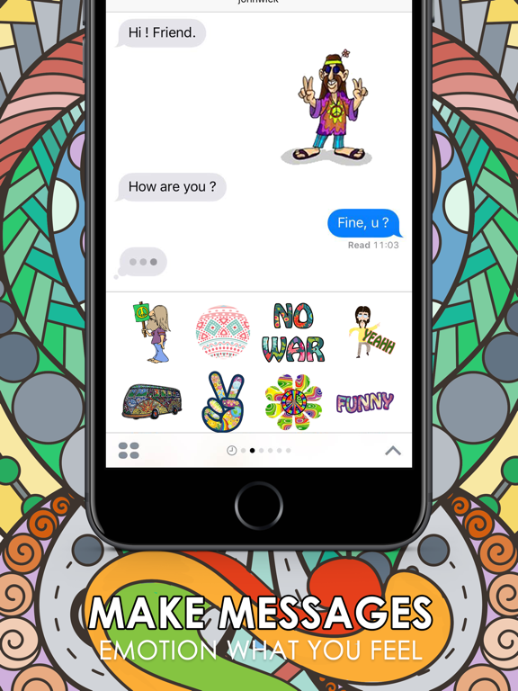Screenshot #5 pour Hippie Emoji Stickers Keyboard Themes ChatStick