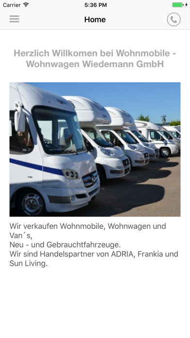 Screenshot #1 pour Wohnmobile - Wohnwagen Wiedemann GmbH